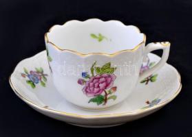 Herendi Eton mintás mokkás csésze és alj, kézzel festett, jelzett, hibátlan