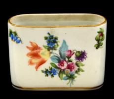 Herendi fogpiszkáló tartó, kézzel festett, jelzett, hibátlan, h:7,5 cm, m:5,5 cm