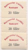 Magyarországi Szocialista Munkáspárt 20f tagsági bélyeg hármascsík