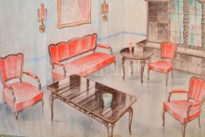 cca 1930 Magyar Bőrszékipar Pipisz Vilmos és utódai bőrszék és bútor tervek. Pecséttel jelzett rajzo...