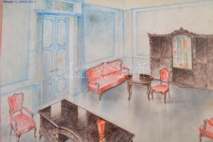 cca 1930 Magyar Bőrszékipar Pipisz Vilmos és utódai bőrszék és bútor tervek. Pecséttel jelzett rajzo...