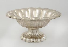 Ezüst (Ag.) talpas kalapált, poncolt, mesterjeggyel (SB), jelzett, nettó:438 g, m:11,5 cm, d:25 cm