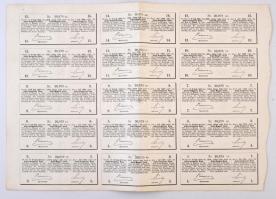 Budapest 1875. "Angol-Magyar Bank" részvénye 100Ft értékben, szelvényekkel és szárazpecsét...