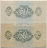 1944. 50P "A Vörös Hadsereg Parancsnoksága" (2x) egyiken nyomathiba, vízszintes csíkok T:I...