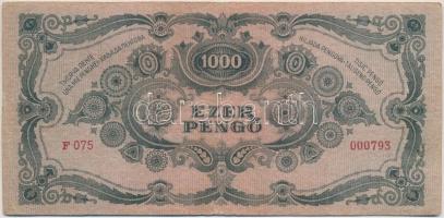 1945. 1000P lemezhiba a piros "MNB" bélyegen T:III,III-