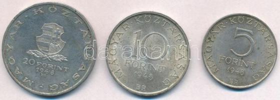 1948. 5Ft Ag "Petőfi" + 10Ft Ag "Széchenyi" + 20Ft Ag "Táncsics" - &qu...