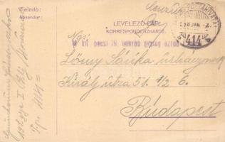 'M. kir. 40. honvéd gyalog hadosztály' virágos mintával, első világháborús tábori posta ké...