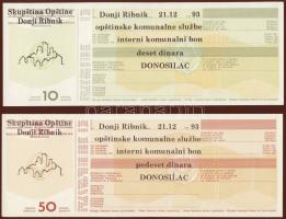 Jugoszlávia 1993. teljes bon sor "Donji Ribnik" 5 klf darab T:I