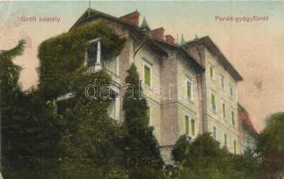 Parád - 5 db RÉGI városképes lap, Sasvár, Grófi kastély