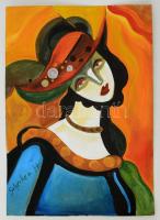 Scheiber jelzéssel: Női portré. Tempera, karton, 66×43 cm