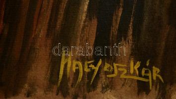 Nagy jelzéssel: Sárga falú ház. Olaj, karton, 37×58 cm