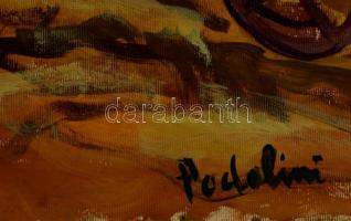 Podolini jelzéssel: Kubikus. Olaj, karton, sérült, 33×42 cm