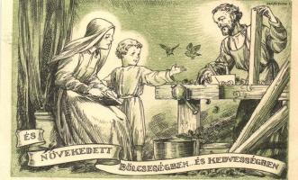 9 db RÉGI motívumlap, cserkész és vallási lapok, mindegyiken Márton L. aláírásával / 9 pre-1945 moti...