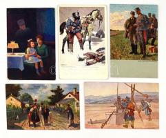 13 db RÉGI katonai motívumos képeslap, Juszkó, Zerritsch, L. Winter aláírásaival / 13 pre-1945 milit...