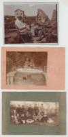 13 db RÉGI első világháborús katonai fotólap, K.u.K. katonák szánkózás közben, étteremben, csoportké...