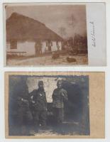 13 db RÉGI első világháborús katonai fotólap, K.u.K. katonák szánkózás közben, étteremben, csoportké...