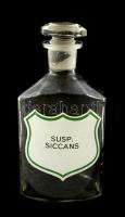 Régi gyógyszeres üveg "Susp. Siccans" felirattal, a dugón kis csorbával, jelzés nélkül, m: 21 cm