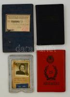 cca 1945-1950 Kis okmány tétel: szakszervezeti tagkönyvek, fényképes bérlet, összesen 4 db