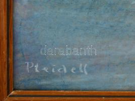 Pleidell jelzéssel: Tengerparti város. Pasztell, papír, 60×55 cm