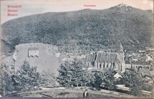 Brassó, Kronstadt, Brasov; címeres, díszes képeslapalbum, 10 db beragasztott képeslappal, Zeidner H....