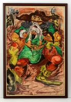 Róna Emy (1904-1988): Kinizsi a "törökevő". Tempera, papír, kis szakadásokkal, jelzett, üv...