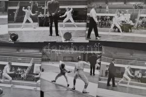 Párbajtőrvívókat ábrázoló fotók, 11 db, 7x9,5 és13x18 cm-es méretben