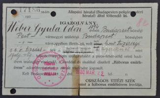 1930-1945 Katonai igazolványok és egy szabadságolási igazolás, pecsétekkel, aláírásokkal, 4 db, hajt...