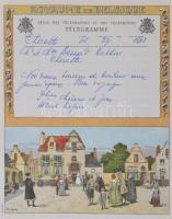 1939 Díszes fejlécű belga távíratok, jó állapotban, 25x19 cm