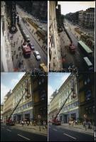 1978 Budapest, Blaha Lujza tér, a Nemzeti Vendéglő neonreklámjának szerelése, 6 db szabadon felhasználható, professzionális minőségű, vintage negatív (6x9 cm) és az ezekről készült mai nagyítások, 15x10 cm