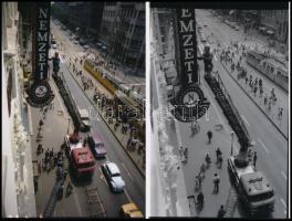 1978 Budapest, Blaha Lujza tér, a Nemzeti Vendéglő neonreklámjának szerelése, 6 db szabadon felhaszn...