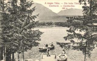 Tátra, Magas Tátra, Csorba tó, csónakázók Divald Károly kiadása / lake, rowing boats (EK)