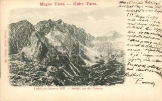 Tátra, Magas Tátra, Vysoké Tatry; Látkép az Oszterva felől, Divald Adolf kiadása / general view (vágott / cut)