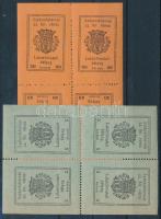 1920 Székesfehérvár, Lakáshivatali illetékbélyeg négyestömbök 5K, 10K, 3K