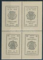 1920 Székesfehérvár, Lakáshivatali illetékbélyeg négyestömbök 5K, 10K, 3K