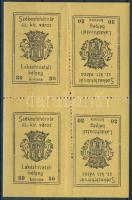 1920 Székesfehérvár, Lakáshivatali városi illetékbélyeg 30K négyestömb fordított párokkal