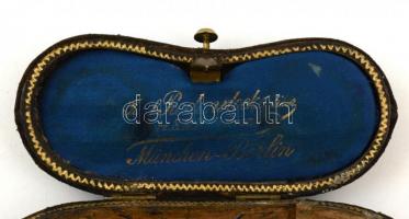 Rodonstock (München-Berlin) látcsőtartó doboz, bőr, kissé megviselt állapotban, 11×4,5×7 cm