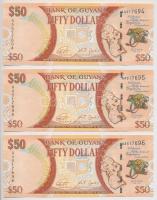 Guyana 2016. 50$ (3x) "Guyana 50 éve független", sorszámkövetők T:I- Guyana 2016. 50 Dollars (3x) "Celebrating Fifty Years of Guyana's Independence", sequential serials C:AU