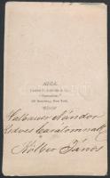 cca 1868 Kölber János feliratozott, vizitkártya méretű vintage fényképe, C. Fredricks New York-i műt...