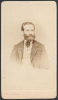 1868 Halbauer Vilmos feliratozott, vizitkártya méretű vintage fényképe, Canzi és Heller pesti műterméből, 10,5x6 cm