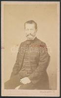 cca 1866 Váradi Török Gábor feliratozott, vintage, vizitkártya méretű fényképe Stockmann aradi műterméből, 10,5x6,5 cm