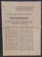 1956 A Szocialista Szovjet Köztársaságok Szövetségének Nyilatkozata a Szovjetunió és a többi szocialista állam közötti baratság és együttműködés fejlődésének és további megszilárdításának alapjairól, 1956. okt. 30, hajtásnyomokkal, 2 p.