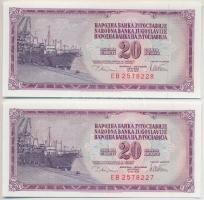 Jugoszlávia 1968. 10D (2x) + 50D (2x) + 1978. 10D (2x) + 20D (2x) + 1981. 10D (2x) mindegyik sorszám...