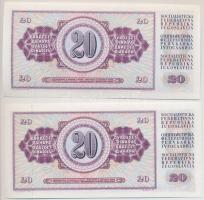 Jugoszlávia 1968. 10D (2x) + 50D (2x) + 1978. 10D (2x) + 20D (2x) + 1981. 10D (2x) mindegyik sorszám...