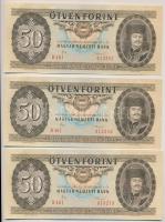 1983. 50Ft (3x) sorszámkövetők + 1986. 50Ft (3x) sorszámkövetők + 1989. 50Ft (3x) sorszámkövetők T:I