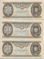 1983. 50Ft (3x) sorszámkövetők + 1986. 50Ft (3x) sorszámkövetők + 1989. 50Ft (3x) sorszámkövetők T:I