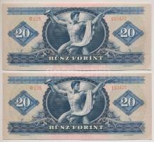 1969. 20Ft (2x) + 1975. 20Ft (2x) sorszámkövetők + 1980. 20Ft (2x) sorszámkövetők T:I,I-