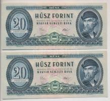 1969. 20Ft (2x) + 1975. 20Ft (2x) sorszámkövetők + 1980. 20Ft (2x) sorszámkövetők T:I,I-