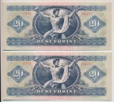 1969. 20Ft (2x) + 1975. 20Ft (2x) sorszámkövetők + 1980. 20Ft (2x) sorszámkövetők T:I,I-