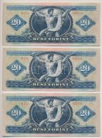 1965. 20Ft (3x) sorszámkövetők T:II
