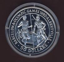 Cook szigetek 1989. 50$ Ag "Olimpiai játékok-futás, biatlon" T:PP